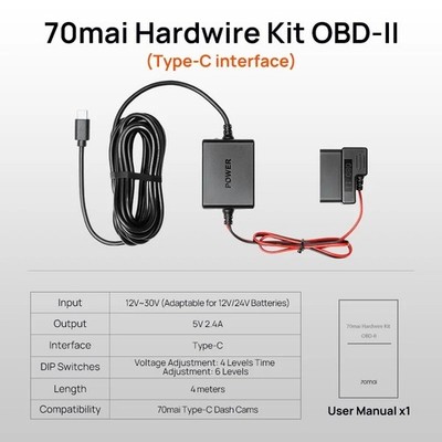 70mai Hardwire Kit OBD-II Typ-C Parküberwachung Dashcam Kabel Plug & Play DE