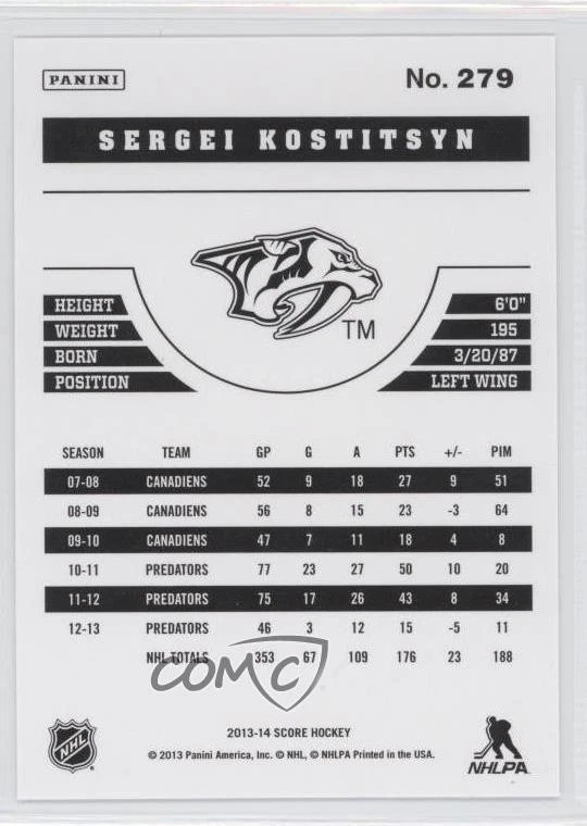 2013-14 Score Sergei Kostitsyn #279 - Image 2 of 2