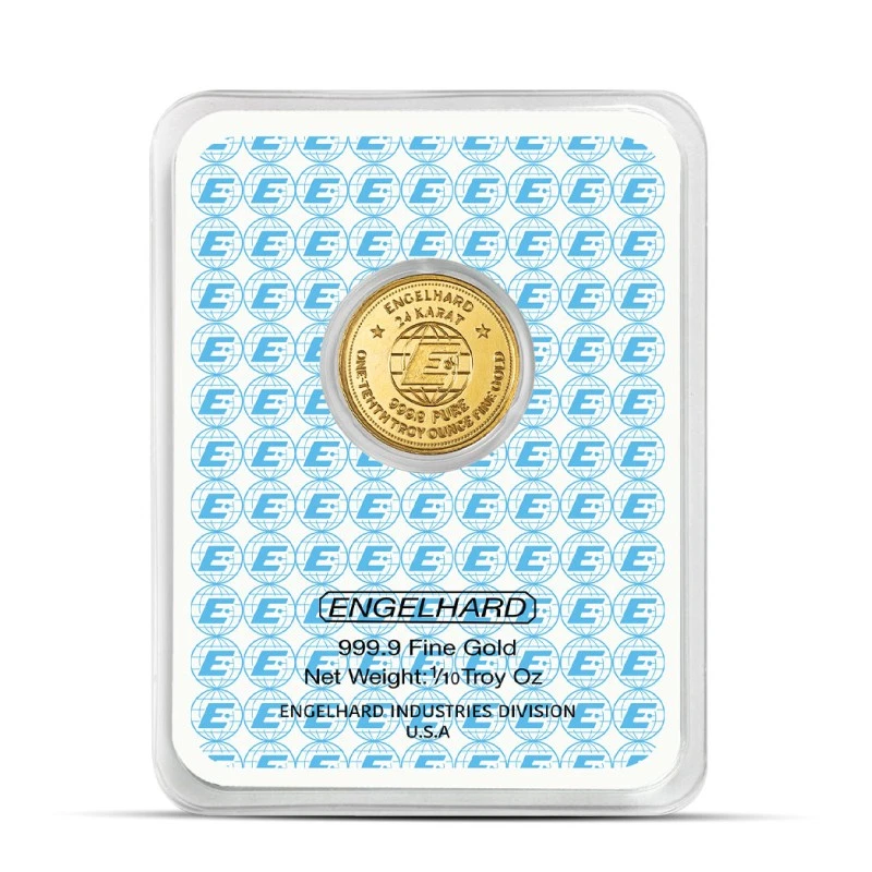 Предварительная продажа 1/10 унций Engelhard Prospector золотой круглый (новый с пробой) - Изображение 2 из 4