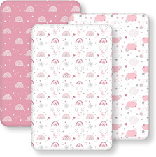 Baby Bedside Bassinet Sheets Fitted Girl, 33 X20 Compatible with Baby Delight D