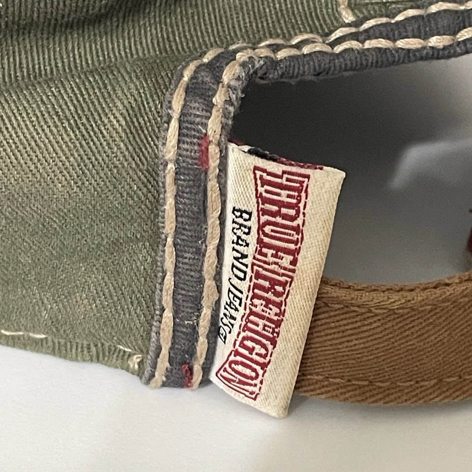 True Religion Bandana 56 Buddha Distressed Embroidered Baseball Hat Cap Foto 3 de 4