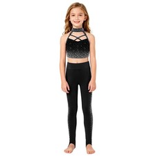 Kids Girls Set Crop Top Outfit Exercise Tracksuit Gymnastics Sleeveless Biking