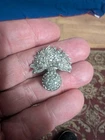 VINTAGE FLAMING GRENADE SILVER AND PASTE MILITARY SWEETHEART BROOCH