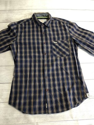 Indigo Nation Shirt Mens Medium Blue Plaid Long Sleeve Button Up Slim Fit Casual