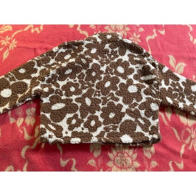 Warm & Cozy Lifestyle by Poof Flower power fleece cropped pullover SZ Small 