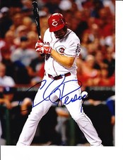 CINCINNATI REDS CHRIS HEISEY SIGNED HIT BY PITCH 8X10