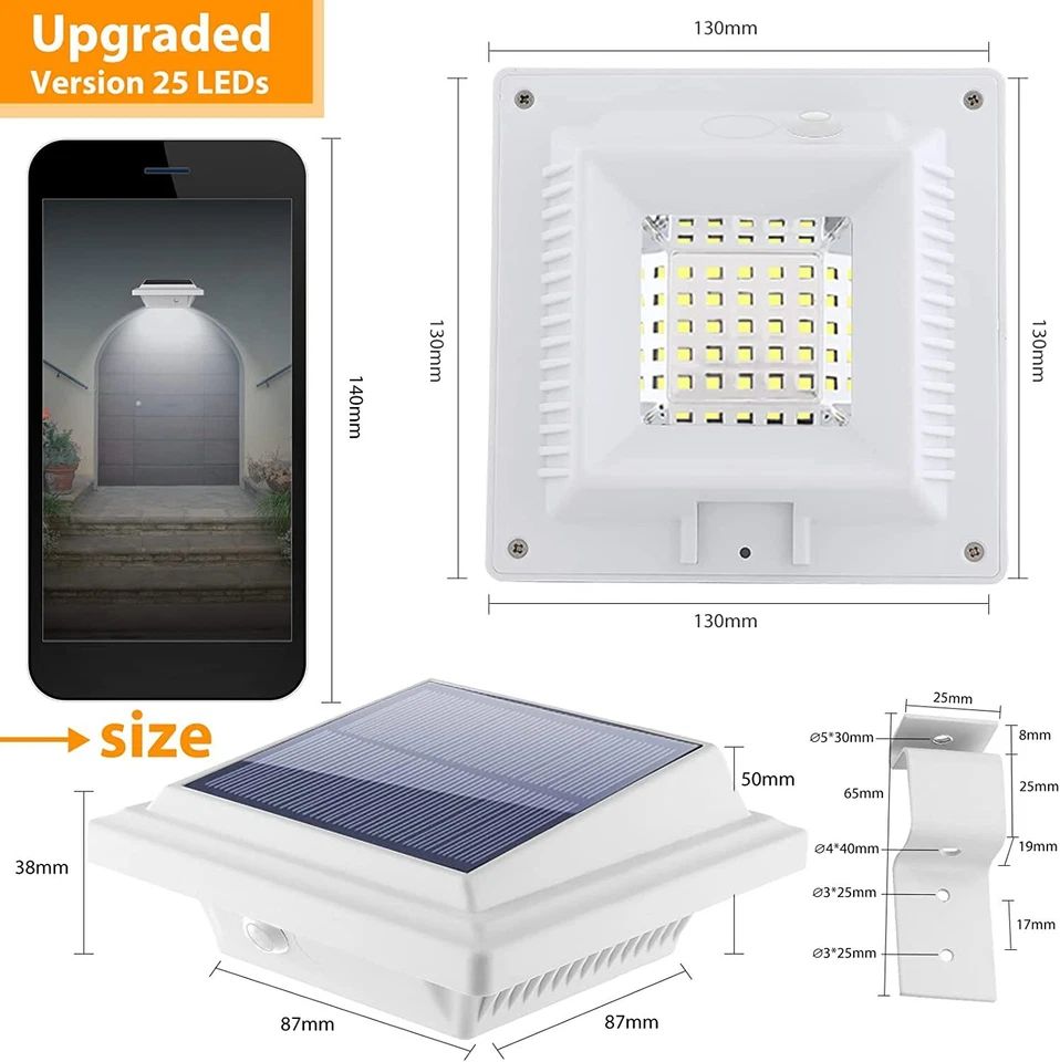 2/4/6PCS 40LEDs Solar Powered Lights for Fence Roof Gutter Yard Roof Wall Lamp - Image 2 of 4