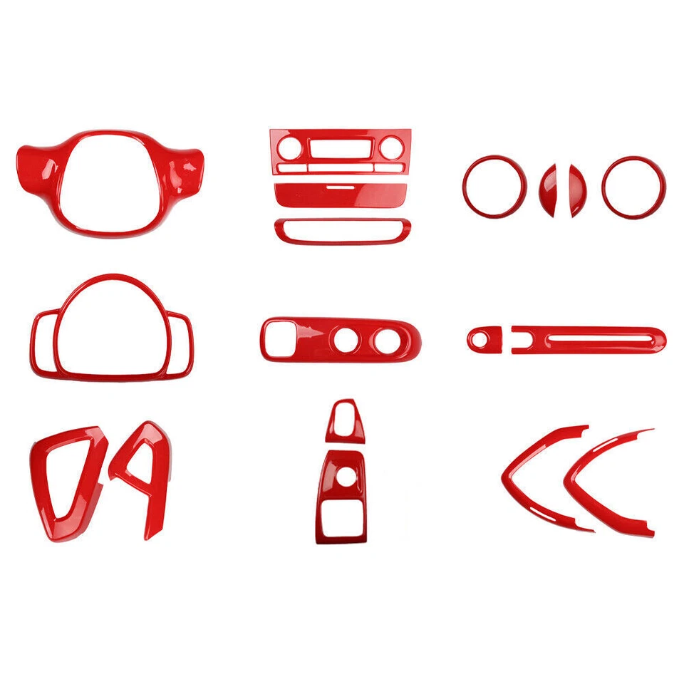 Cubierta de marco de decoración interior rojo brillante para Benz Smart Fortwo 2009-2015 Foto 3 de 4