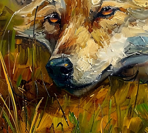 Resting Fox Meadow 5"x7" Print on Matte Paper | Expressive Oil Wildlife Art - Picture 14 of 17