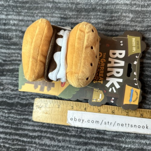 Bark Box S’mores Marshmallow Dog Crinkle Plush Squeak Toy Camping Super Stretch - Picture 9 of 11