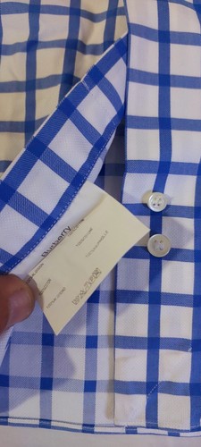 Burberry London French Cuff Blue Plaid Size 45 - 17 4/3 - Picture 6 of 7