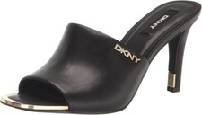 DKNY Women's Bronx Leather Open Toe Mules, Black Size 6M
