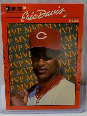 1990 RARE MVP error baseball card of Eric Davis - No Dot (.) after Inc