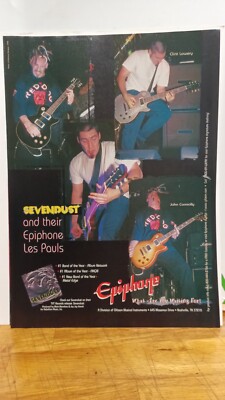 EPIPHONE GUITARS SEVENDUST ALBUM PREMIRE AD LES PAUL GUITAR PRINT AD 11 X 8.5 z2
