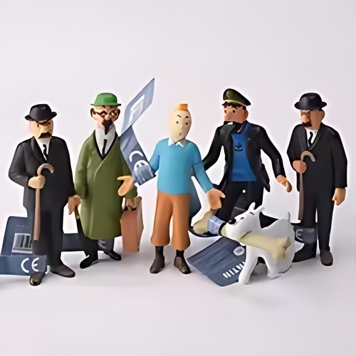 Figurines Tintin Lot De 6 Et Milou En PVC - Tailles 4.5 à 8.5 Cm