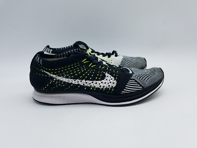 Nike Flyknit Racer Men's Size 5 Running Shoes Black White Volt
