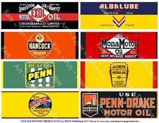 Oil Label REPRODUCTION Sticker Sheet, 8 Gas Signs, Motor Oil, Automobile Decals