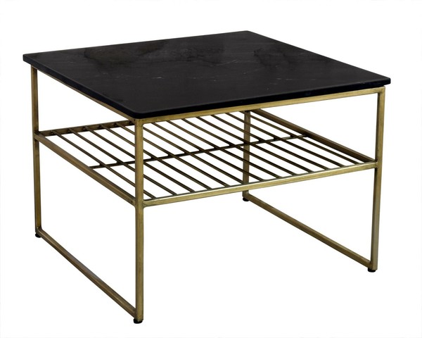 Couchtisch Dian Beistelltisch Sofa Marmor Stahl Gold Schwarz Sofatisch 55 X 40-image
