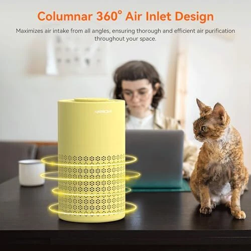 Air Purifier for Bedroom with HEPA Fet Filters, AIRROMI Yellow Air Purifiers