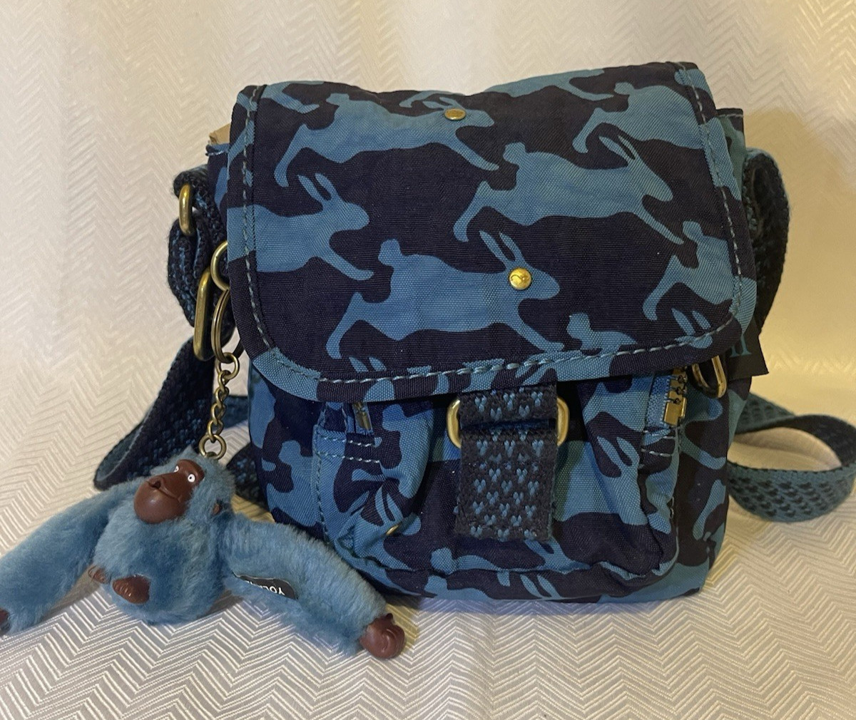 KIPLING Azure Blue 'Rabbit' Pattern Shoulder Bag … - image 1