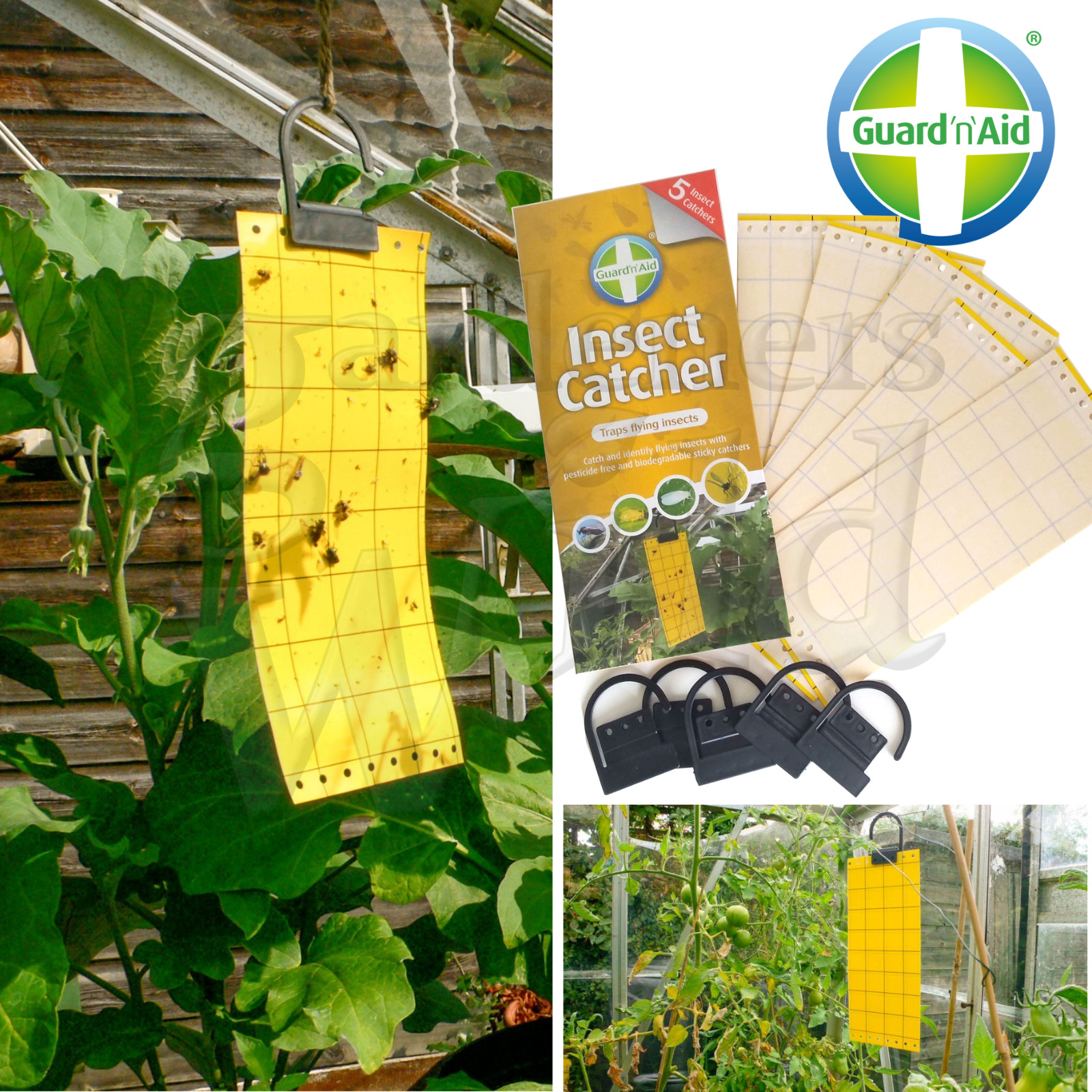 5-PACK INSECT CATCHER fly paper trap sticky greenhouse hydroponics GUARD N AID