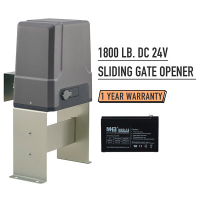 CO-Z Sliding Gate Opener Kit with DC 24V Motor and 2 Remotes for 1800lb Gates