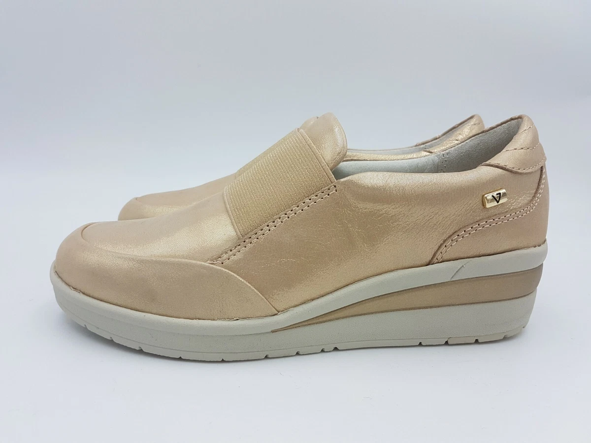 VALLEVERDE 18151 Women s Gold Leather Sneakers Spring Summer