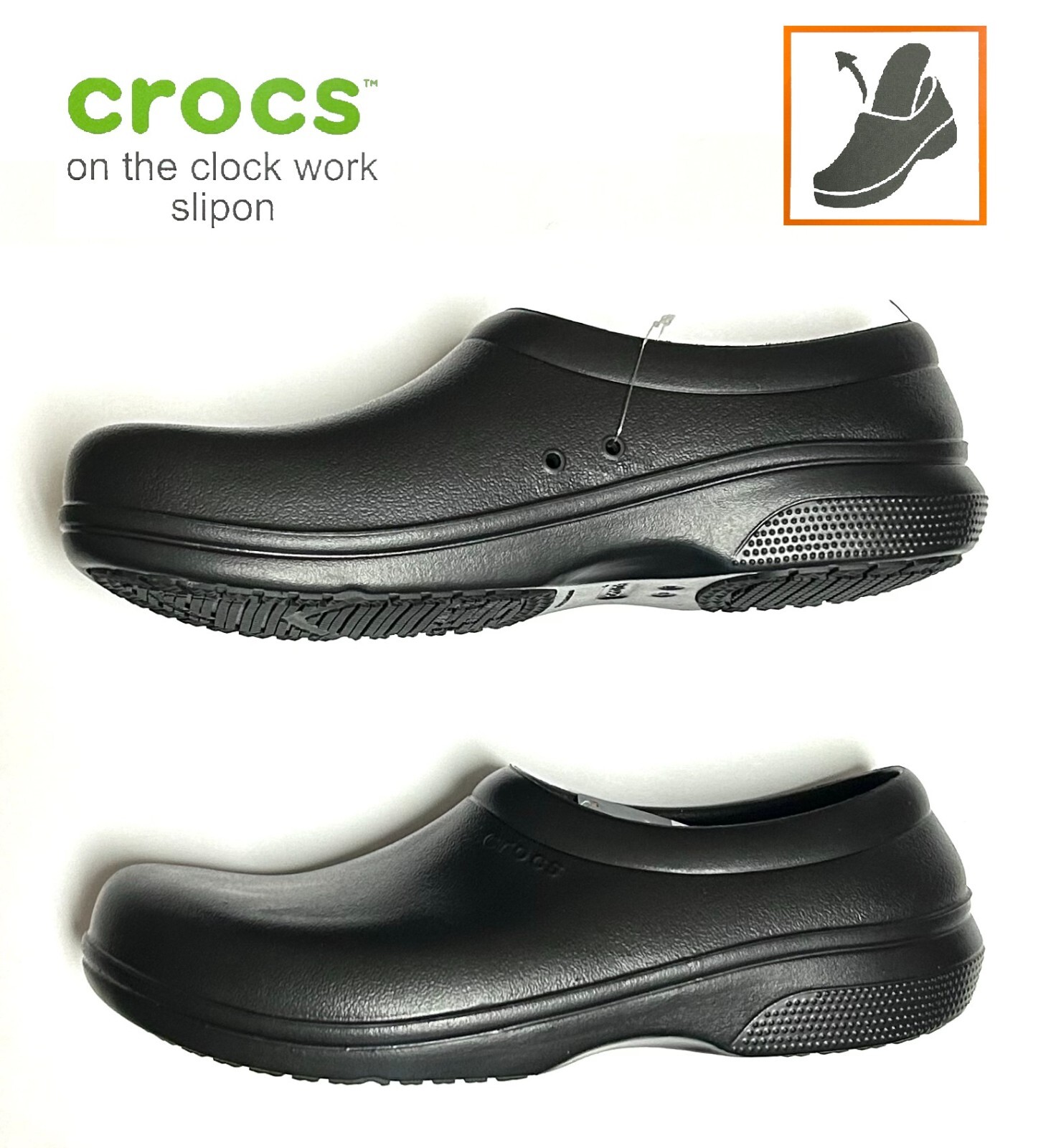 Crocs On The Clock Slip Resistant Shoes Work Slip On Mens Size 13 Black