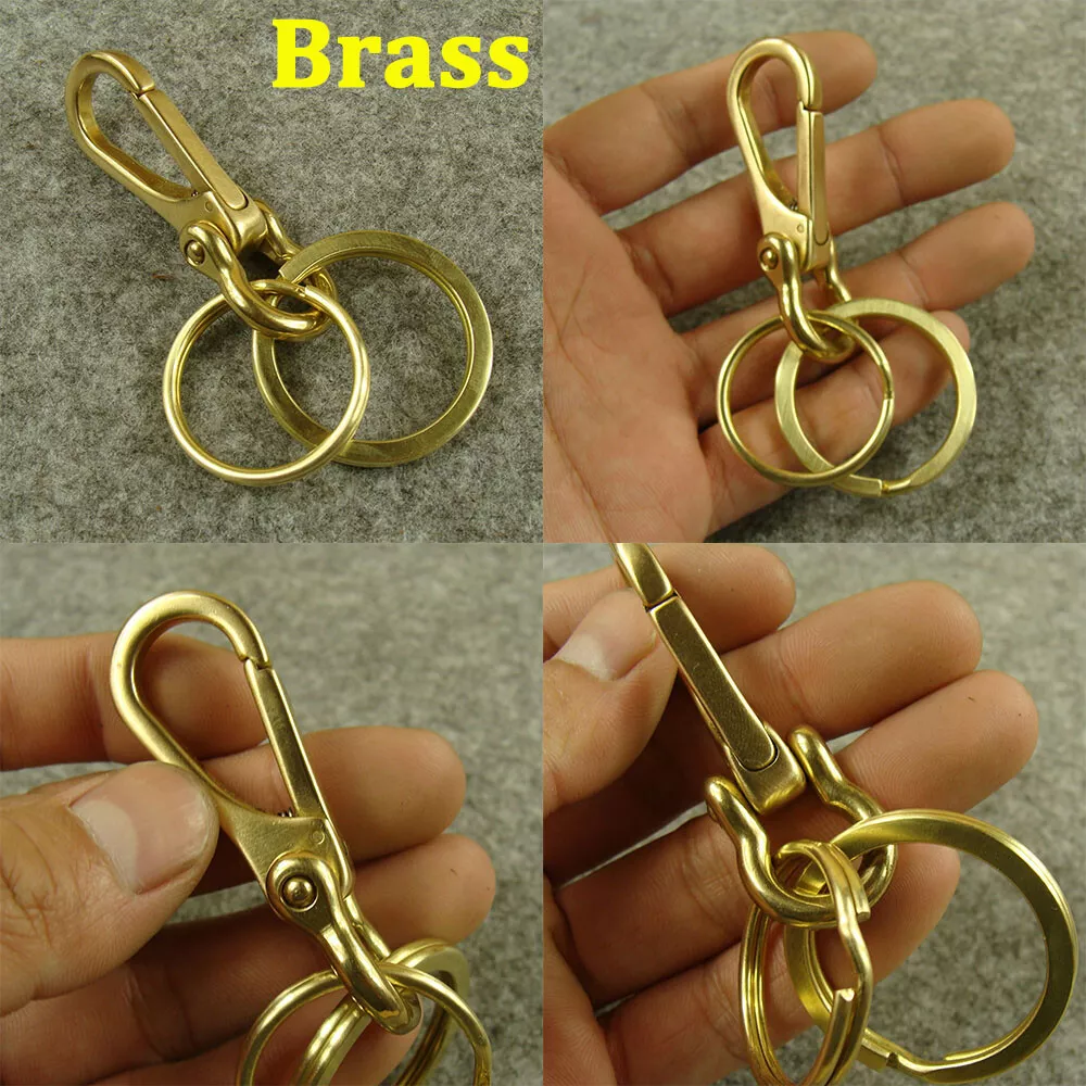 Solid Brass Keyrings Key Holder With Snap Hook Men's Belt Clip