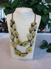 Light Green Handcrafted Tagua Nut Organic Necklace 2 Strands, Boutique ECUADOR