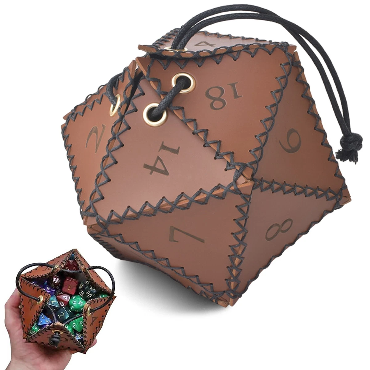 Waterproof PU Leather Dice Pouch Vintage Design and Arabic Numeral