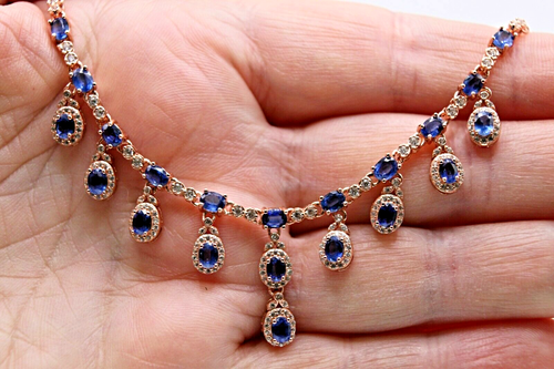 Silver Necklace Kyanite Genuine Natural Gems Solid Sterling 15 1/2 to 17 1/2 - Picture 2 of 24