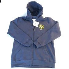 MLB Milwaukee Brewers Performance Full Zip Hoodie Youth Size 14/16 Large