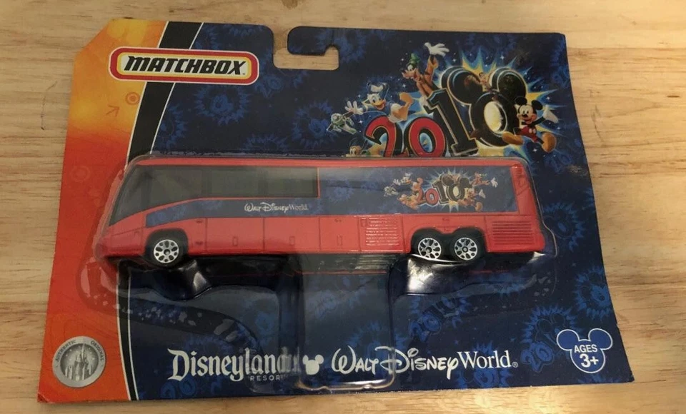 Matchbox Die Cast Mattel 2010 Motor Coach Bus Disney Mickey Mouse Red New - Image 2 of 4