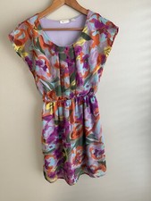 Everly Anthropologie Floral Dress Elastic Waist Lined Spring Summer Size Small