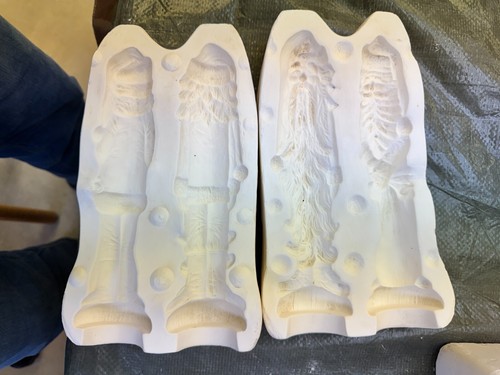 VINTAGE NOWELL'S CERAMIC MOLD #NM-1825 TWO STICK SANTAS - Picture 3 of 11