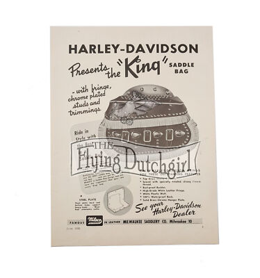 Original 1950 Harley-Davidson Presents the ''King'' Saddle Bag 9'' x 12''