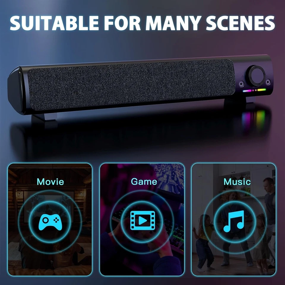 Lautsprecher Soundbar PC Computer Monitor Boxen Box 3,5mm AUX USB B467 - Bild 3 von 4