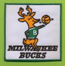 3-1/2" x 3-1/2" Retro Embroidered Iron On Patch Milwaukee Bucks (1968-93)
