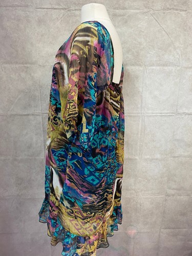 Dimri Damen Kleid Türkis Gelb Kurzarm Größe XL - Bild 2 von 8