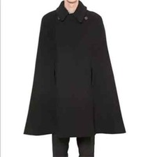 Men's Wool Blend Custom-Made Black Cape Shawl Coat Lapel Sleeve Cloak