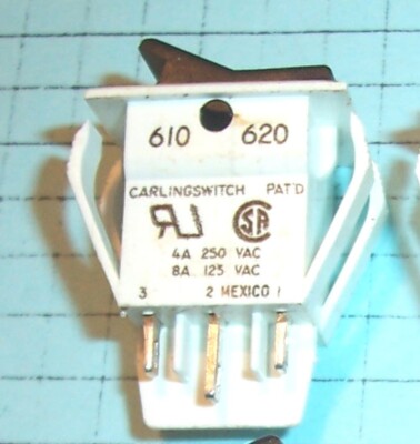 NEW Carling 610/620 DPDT On-Off Miniature Rocker Quick Connect Solder Lug Switch