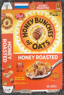 EMPTY Post Honey Bunches Of Oats Honey Roasted Cereal Box Fun Puzzles FLAT 2024