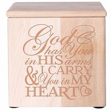 Modern Memorial Cremation Urn Box For Human Ashes 3.5" - God Has You In His Arms