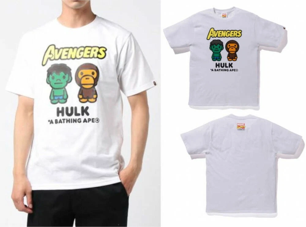 A BATHING APE Men's T-Shirt BAPE x MARVEL MILO with THE HULK Motif From Japan