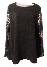 1.4.3. STORY BY LINE UP Women's Large Angora Blend Sweater/Top Black/Gray/Floral