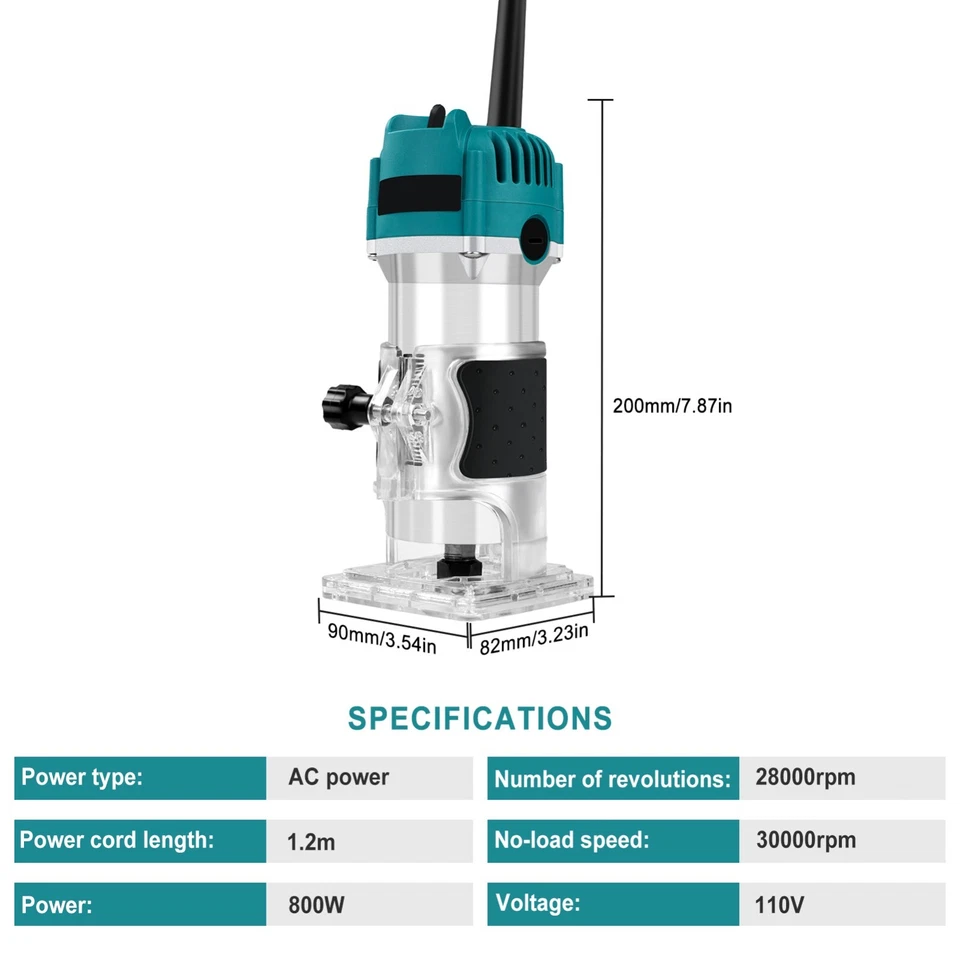 Recortadora eléctrica de madera 110 V - máquina de grabado, fresado, ranurado Foto 3 de 4