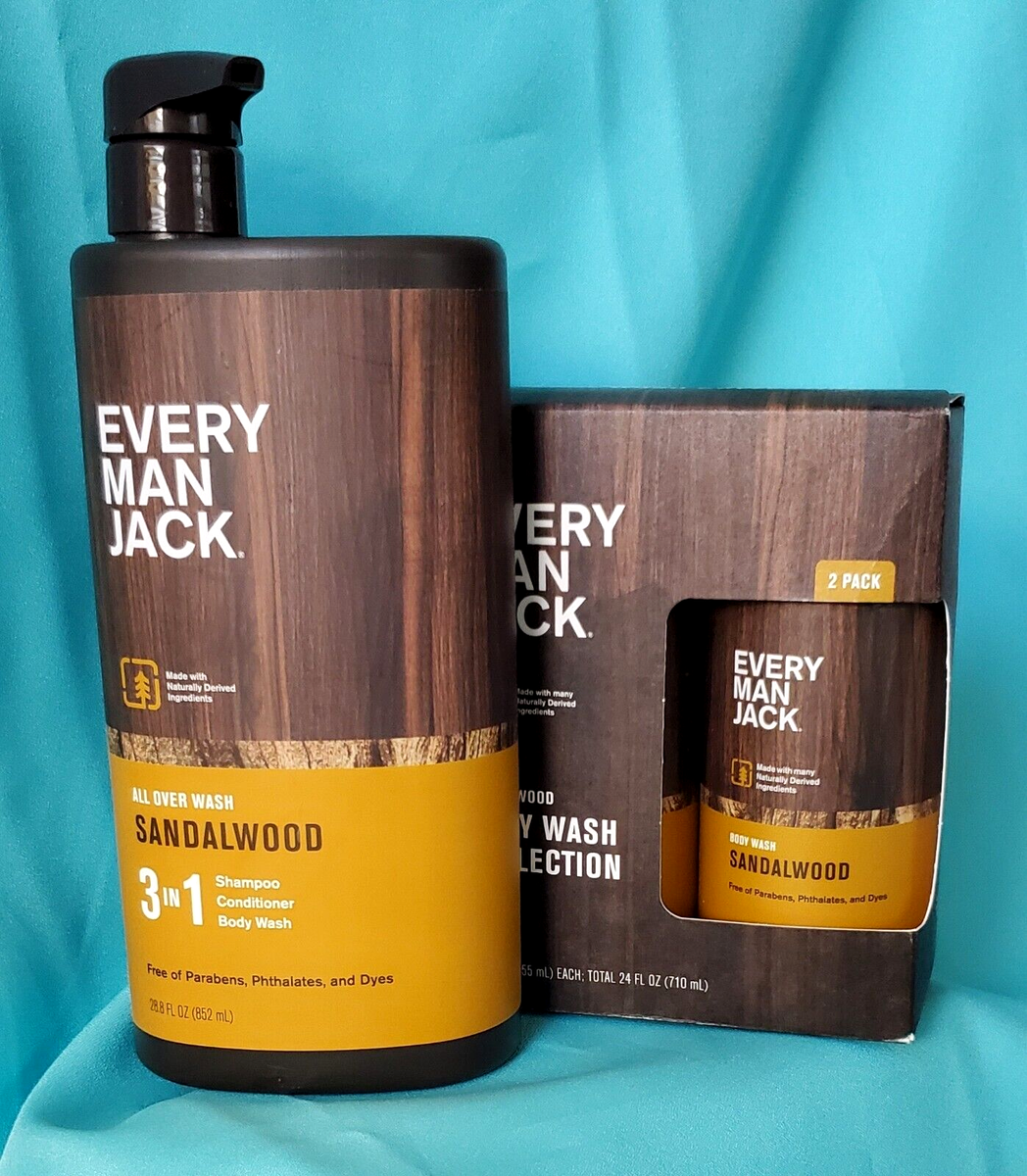 EVERY MAN JACK 3-IN-1 SHAMPOO/CONDITIONER/BODY WASH+ 2-PC BODY