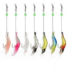 12PCS Luminous Fishing Lure Shrimp Bait Set 9cm Soft Swivels Glow Hooks Rigs 