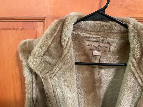 JACKLYN SMITH Full Zip Vest Faux Fur and Suede Tan Camel Pockets XXL 2X - Picture 6 of 11